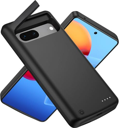 Giabuao Akkuhülle für Google Pixel 7, 10000 mAh Schlanke Wiederaufladbare Ladehülle, Erweiterte Ladehülle, Backup-Akkuladegerät, Tragbare Powerbank für Pixel 7 (6,3 Zoll) – Schwarz