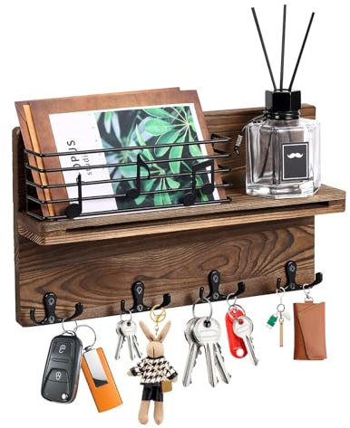 homdat Portachiavi da Parete in Legno, Porta Chiavi da Muro Casa Vintage, Appendichiavi da Muro con 4 Ganci Doppi, Multifunzione Decorativo per Lngresso, Soggiorni, Corridoio, Ufficio