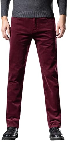 Tinarying Pantalon décontracté pour Homme en Velours côtelé avec Taille élastique et Cordon de Serrage, Bordeaux, 34