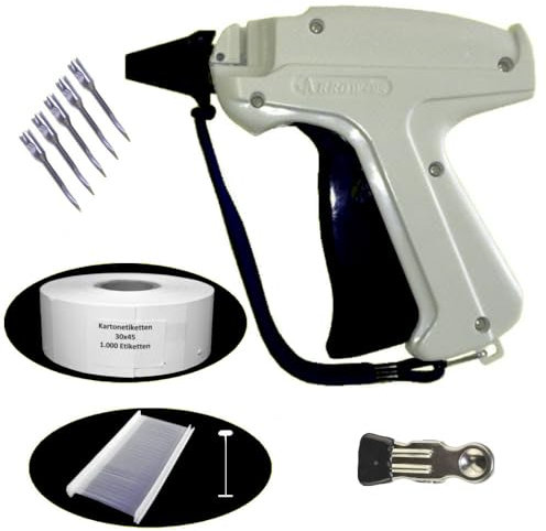 gebar - E-Set061 mit Heftpistole Arrow 9S, 5 Ersatznadel, 1.000 Heftfäden 40 mm, 1.000 Endlosetiketten 30x45 mm, 1 Clip