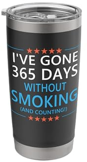 365 Days Without Smoking 1 Year Smoke Free Anniversary Stainless Steel Insulated Tumbler
