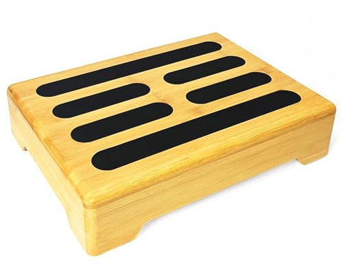 Tritthocker Holz mit Rutschfester Gummiauflage für Erwachsene und Steighilfe für Senioren - Step Stool bis 200 kg, Toilettenhocker, Schemel, Fußbank, Trittstufe für Badezimmer, Waschbecken, Terrasse