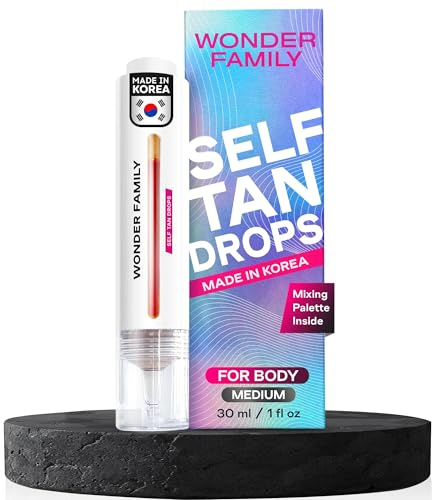Self Tanning Drops Kit with Mixing Palette – Made in Korea with Natural Ingredients, Aloe Leaf Juice & Hyaluronic Complex Face & Body Non-Toxic, Fragrance-Free, Sunless Bronzing Glow (bronze)