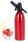 Qudubuy 1L Portable Aluminum Sparkling Water Maker, Nostalgic Home Soda Syphon for DIY Carbonated Soda Water, Siphon Bottle Kit for Refreshing Seltzer, Cocktails, Juices and Fizzy Drinks (Red)