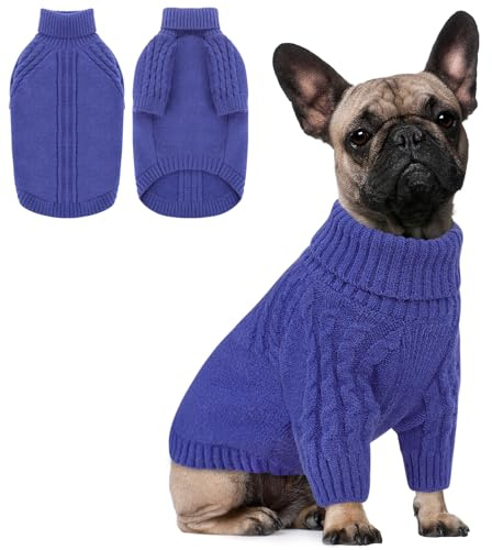 Queenmore Maglione Cane Taglia Media, Dolcevita Morbido per Inverno, | Adatto A Bassotto, Bulldog, Beagle, Schnauzer - Maglioncino Per Cani Medio (Blu, M)