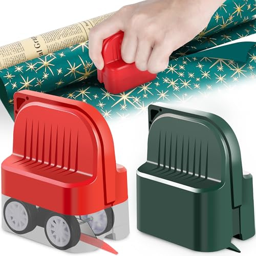Kayxexc Christmas Wrapping Paper Cutter - 2 Pack, Straight & Neat Paper Roll Cutter For Gift Wrapping (Black & Red)