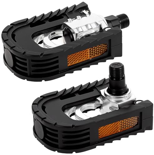 QWORK® Pedales de Bicicleta Pedales Plegables de ALU con reflectores, Rosca de 14mm(9/16), a Prueba de óxido y Antideslizantes, para Pedelec, MTB y Bicicletas de Carrera.