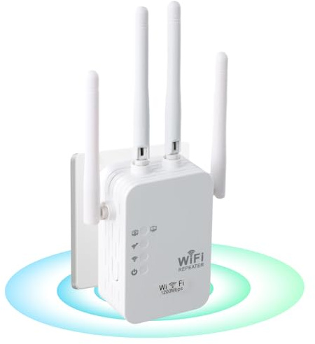Ziyonix Repetidor WiFi, Amplificador Señal WiFi 1200Mbps Repetidor Doble Banda 5G/2.4GHz Amplificador WiFi Extender Repetidor Señal con 4 Antena Adecuado para la Oficina el Hogar Wi-Fi Extensión