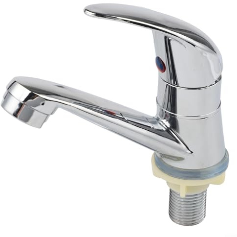 Chrome Single Hole Basin Tap, Modern Bathroom Vanity Faucet, Zinc Alloy Single Handle Washbasin Tap Compatible with for Cloakroom, Cold Water Sink Tap, Stylish Bathroom Basin