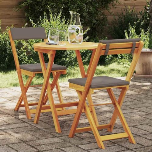 Generico Set Bistro da Giardino 3 PCS Marrone Legno massello di Acacia,Marrone,14kg,4105502