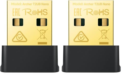 TP-Link Archer T2UB Nano Adattatore Bluetooth 4.2 WiFi USB, Dual Band AC600Mbps, Chiavetta per PC Fisso, Trasmettitore, Scheda di Rete, Windows 11/10 (Confezione da 2)