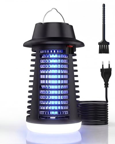 Mata Mosquitos Eléctrico, Lámpara Antimosquitos para Interior y Exterior, Mosquitos Eléctrico con Luz UV, Bandeja Extraíble, IPX4, para Dormitorio, Salón, Terraza y Camping