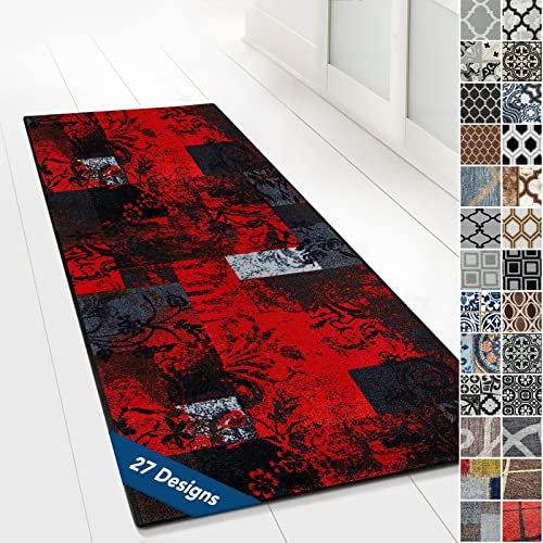 Floordirekt Teppichläufer mit Muster - maßgefertigter Feinschlingen Teppich Läufer für Küche, Flur & Wohnraum - Ornament Vintage Orient Gitter (80 x 200 cm, Maraba)
