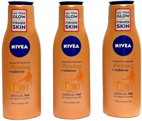 3x NIVEA Bodylotion Straffend + Bräunend Q10 Anti-Age Hautpflege, 200ml (3er Pack)