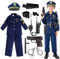 Udekit Disfraz de Policía de Lujo con Esposas, Walkie-talkie, Funda de Pistola, Silbato, Porra y Otros Accesorios de Juguete para Disfraces de Cosplay para la Edad de 4 a 6