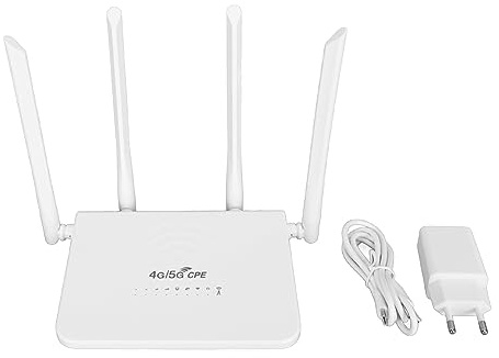 5M 4G LTE Mobiler WLAN-Router, 300 Mbit/s Kabelloser WLAN-Hotspot mit SIM-Karte, 4 5-dBi-Antennen, USB-Typ-C-Anschluss, 200 Meter Reichweite, 10 Bis 20 Geräte Anschließbarer