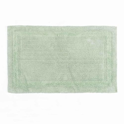 Homescapes Tappetino da bagno di alta qualità, colore verde salvia, 50 x 80 cm, in cotone con design reversibile