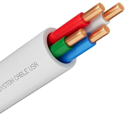 Syston 18/4 Thermostat Doorbell HVAC Heating Control Cable Wire, 18 AWG 4 Conductors 100% Solid Copper Conductors CL3R/FT4/CMR Riser-Rated, UV Resistant RoHS for Low Voltage Applications Use