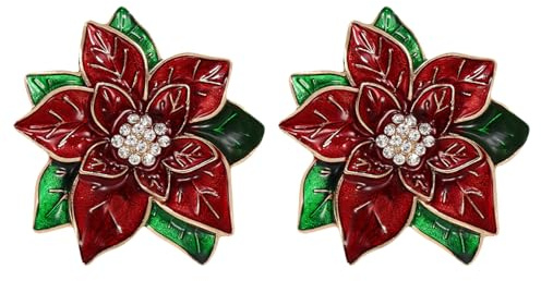 HIXNUG 2 st röd jul julstjärna brosch nål jul strass kavajnålar jul scarf nål smycken set för kvinnor, En storlek, Metall, Ingen ädelsten