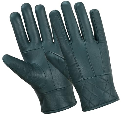 Ladies Winter Leather Thermal Driving Gloves For Women – Quick Dry Warm Leather Gloves for Driving, Casual & Outdoor Fashion, Stylish Mittens, Ideal Christmas Gifts For Women (Green, S-M)