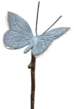Generisch Bronze-Skulptur Schmetterling auf Stab | 10x10x60cm | Tierfigur aus Bronze | handgefertigt