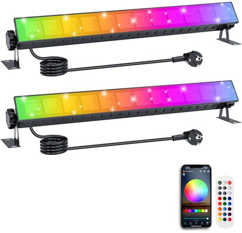 BOSITE 2 st RGB LED-projektorstång, 30 W RGB-projektor, RGB LED-stång, RGB LED-projektor med 360° fjärrkontroll, färgväxling, för fest, klubb, halloween