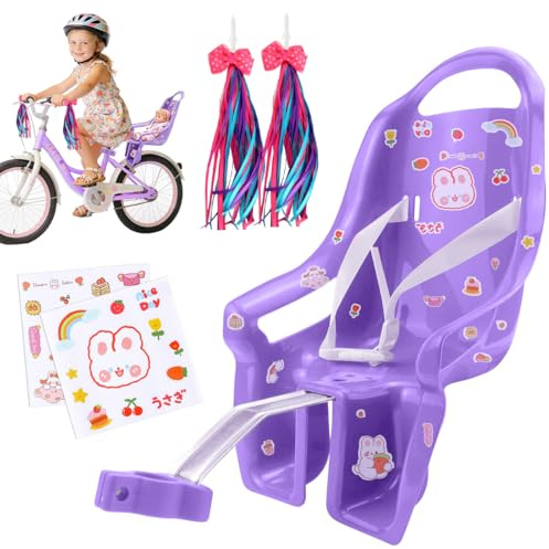 Asiento de Bicicleta para Muñeca, Universal Porta Muñecas para Bicicleta Infantil con Pegatinas DIY y Borlas de Bicicleta, Accesorios Decorativos para Bicicletas de Niña