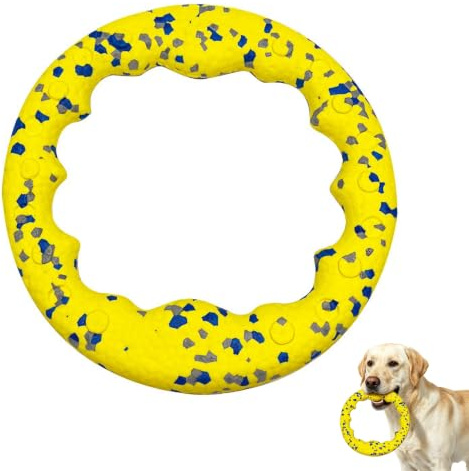 Dog Frisbee Toy, Interactive Floating Ring for Fetch & Train Small/Med Dogs
