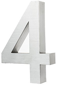 3d de número 4 de casa de acero inoxidable & inoxidables witterungsbeständige hogar Números en 3d de efecto en 20 cm X 3 Cm de acero inoxidable cepillado