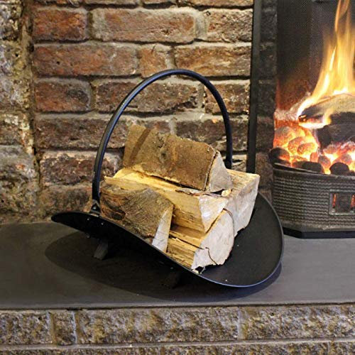 HomeZone Traditional Log Holders For Fireplace Heavy Duty Powder Coated Large Log Baskets For Wood Burner Indoor Easy Carry Metal Storage For Logs Coal Kindling Fireplace Accessories