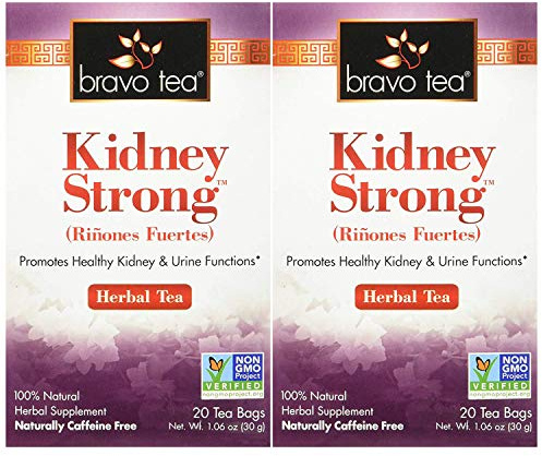 Bravo Tea Kidney Strong Herbal Tea Caffeine Free, 20 Tea Bags, 2 Count