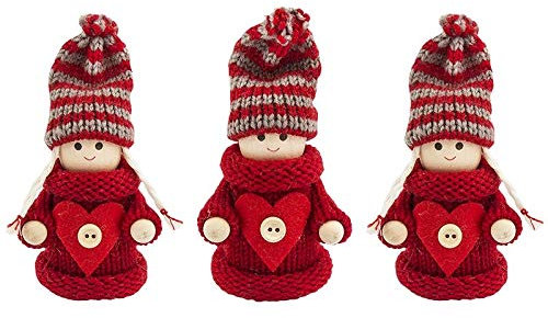 Ideen mit Herz Niedliche Winter-Püppchen | Weihnachtswichtel | Weihnachts-Deko | aus Holz, Filz und Strick | Winter-Kinder (Ina & Elias | 10cm hoch | 3 Stück)