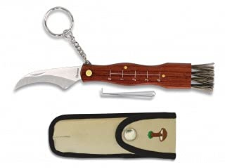 Albainox 10505 - Coltello a setera in acciaio, manico in legno, lama da 7,4 cm, custodia in nylon, include spazzola e pinza per caccia, pesca, campeggio, outdoor, sopravvivenza e bushcraft