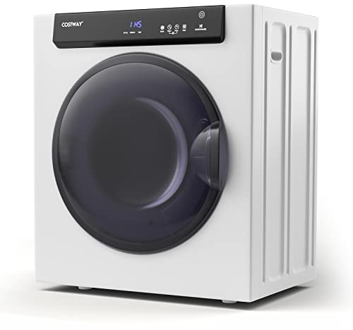 COSTWAY Compact Portable Dryer, with Touch Panel, 2 Modes, 3 Heating Powers and Adjustable Exhaust Vent, 8.8 LBS Front Load Tumble Laundry Dryer for Apartment, Dorm and Home, 1400W, White
