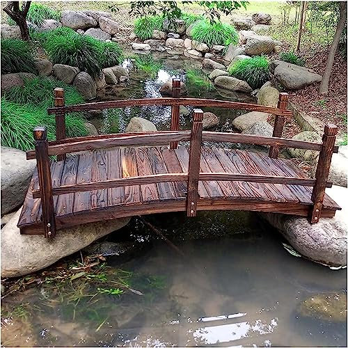 Ponte Da Giardino Rustico Sul Retro Per Small Creek, Canale Per Cerimonia Di Promozione Del Progetto Di Servizio Fotografico, Passerella Per Passerella Paesaggistica Per Laghetto Ad Arco In Legno