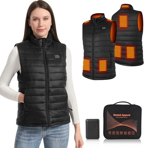 Amiable Heated Vest for Women, Heated Gilet Womens with Battery, Heated Jacket Electric Heated Body Warmer for Women, 8 Heating Zone 3 Heating Setting Heated Clothing for Outdoor Skiing - XL