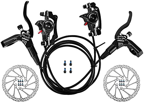 KOCAN Cykelbromsok fram och bak, cykel hydrauliska skivbromsar fram bakbromsok set för Mounta vänster höger bromsspak kit med 160 mm skivrotor