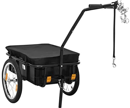 Remorque de Vélo, Remorque de Transport pour Vélo Chariot de Transport Boîte de Transport Remorque de vélo/Chariot à Main 155x60x83 cm Acier Noir