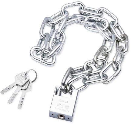 Kettenschloss Fahrrad, 30cm Länge Fahrradschloss Hohe Sicherheit mit 4 Schlüssel und Vorhängeschloss, für e Scooter, Motorrad, Kinder Fahrrad und Türen Diebstahlschutz