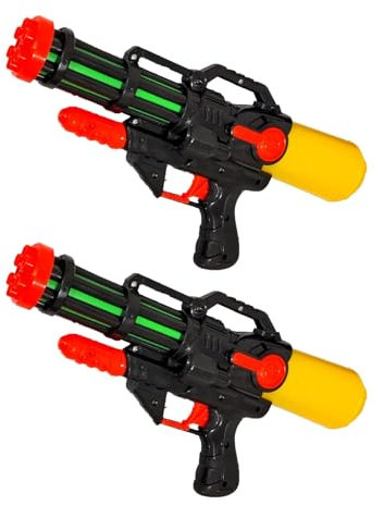 PEBBLE HUG Water Pistol, Long Range Squirt Gun, Water Blaster Toy, Sturdy and Durable, Easy to Use, Pump Toy Gun, Summer Beach Water Gun, Family Outdoor Games, Fun for Kids and Adults, Black (2 Pcs)