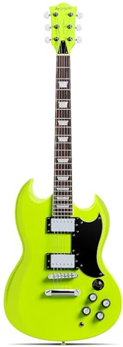 Leo Jaymz 39 Inch Solid Body Electric Guitar - Poplar Wood Body，Maple Neck and Laurel Wood Fretboard (Fluorescent Green)