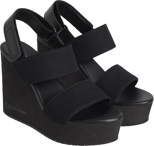 Calvin Klein CK JEANS Women WEDGE SANDAL WEBBING IN YW0YW01790 Wedge Sandals, Black, 5 UK