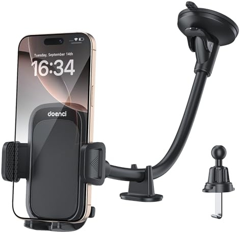 doenci bilhållare, supersugkopp och 9 tum flexibel svanhalsarm, universell trippelmontering för instrumentbräda och vindruta för iPhone 15, 14, 13 Pro, Samsung 4-7 tum telefoner