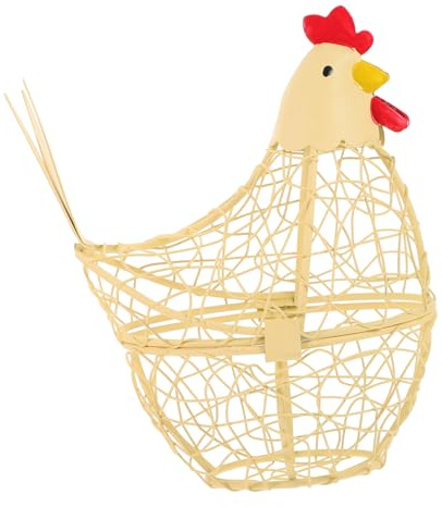 Wekadrin Cestino Per Uova a Forma Di Gallina in Filo Metallico Con Manico Cestino Portauova Decorativo E Funzionale Per Cucina Casa E Buffet