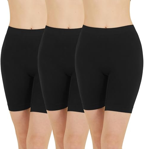 POPKOK Womens Slip Shorts for Under Dresses High Waisted Smooth Anti Chafing Panties Yoga Biker Shorts 3 Pack