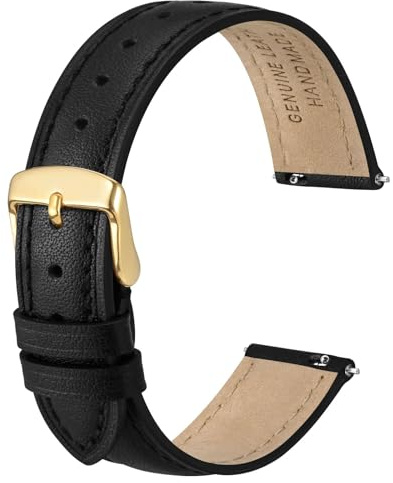 Anbeer platt tunn elegant klockarmband i äkta läder, snabbfrigörande ersättningsarmband för kvinnor, bandstorlek 12 mm 14 mm 16 mm 18 mm 20 mm att välja mellan