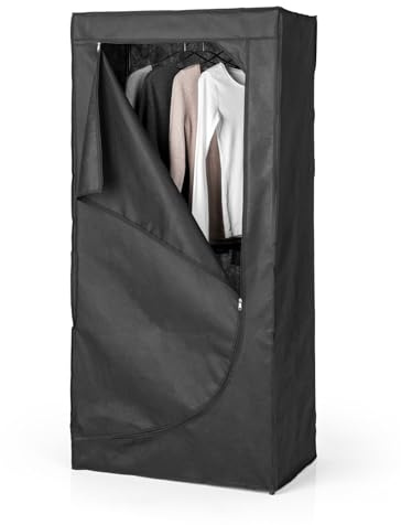 EASYmaxx Kleiderschrank | Faltbarer Stoffschrank mit Reißverschluss & Kleiderstange | Stoffkleiderschrank – ideal als Campingschrank oder mobiler Kleiderschrank zu Hause | Kleiderständer modular