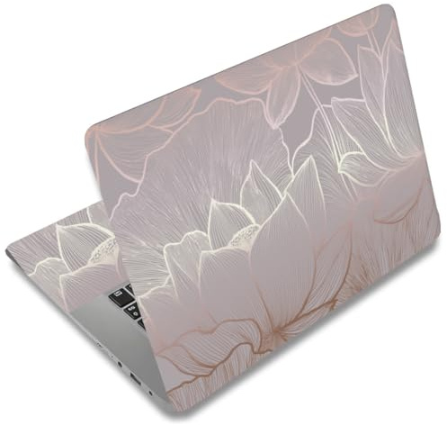 SUPERDANT Adesivo Per Laptop Con Linee Dorate Lotus Universale Per PC Portatili 12 13 13.3 14 15 15.4 15.6 Pollici Copertura In Vinile Rimovibile Protettore Per Notebook Design Floreale