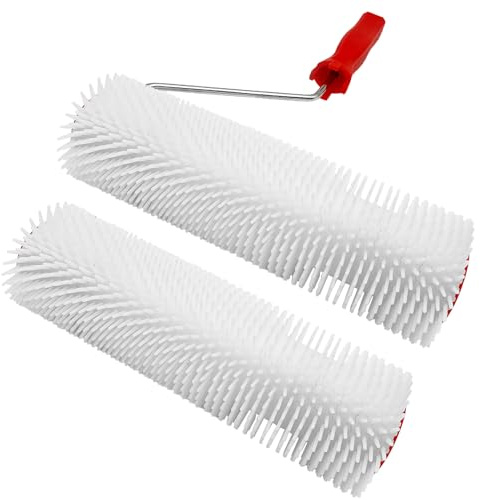 9 Inch Latex Floor Self Leveling Screed Spiked Roller for Epoxy Floor, 2 Pcs Screed Compound Roller Cover with Frame for Cement Concrete Paint