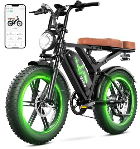 SISIGAD Electric Bike for Adults, Peak 1500W Motor Retro E Bike, 60/100Miles, 48V 15/30 Ah Removable Battery, 20x4 Fat Tires, Full Suspension, APP Control, Off-Road Ebike for City Commuting